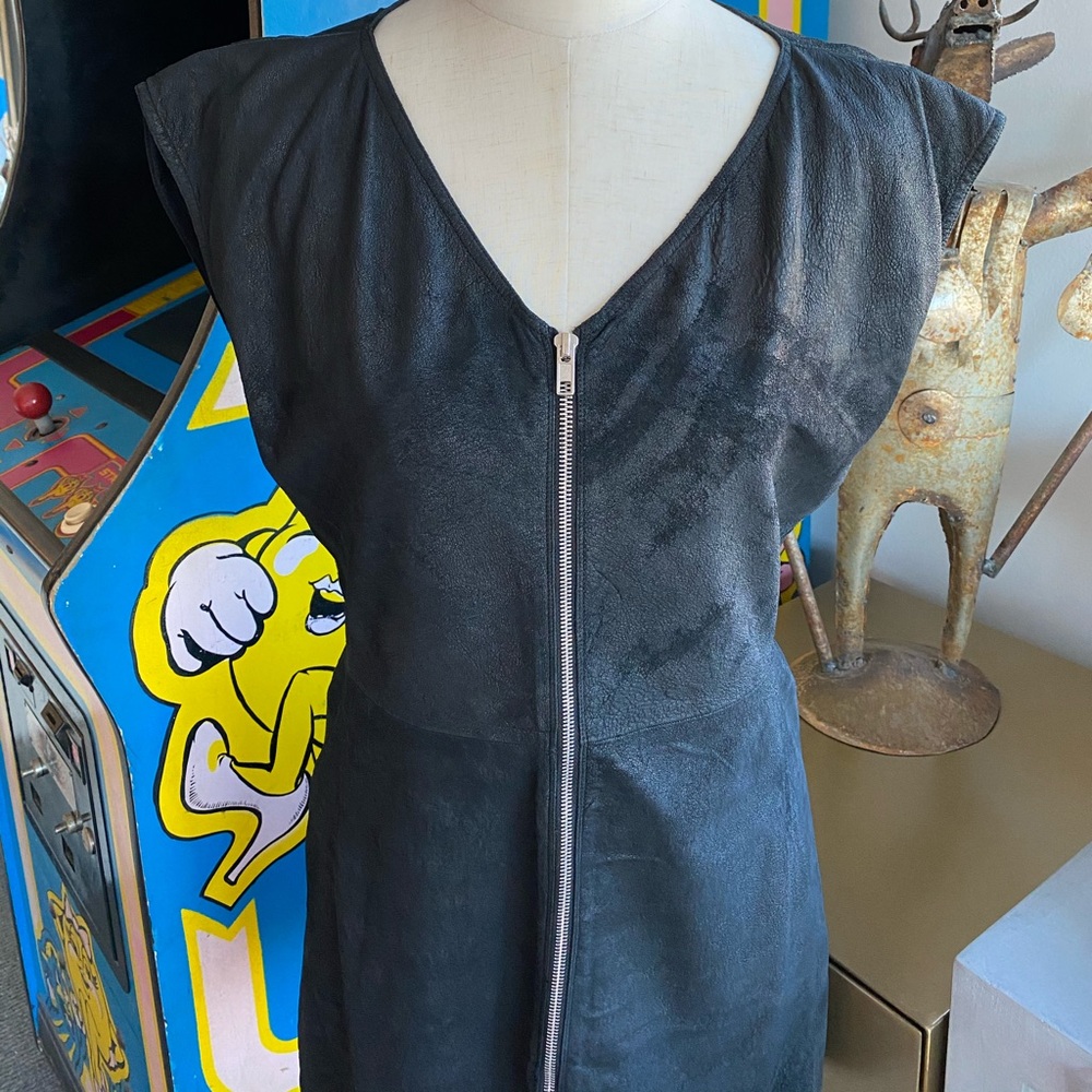 Rick Owens Blister Leather Zip Dress Biker Vest Top balmain saint laurent fetish